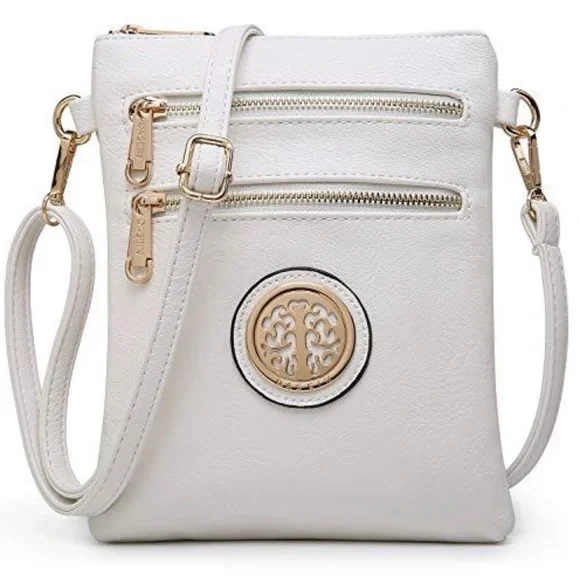 Dasein Bags Women White Pu Leather Lightweight Crossbody Bag